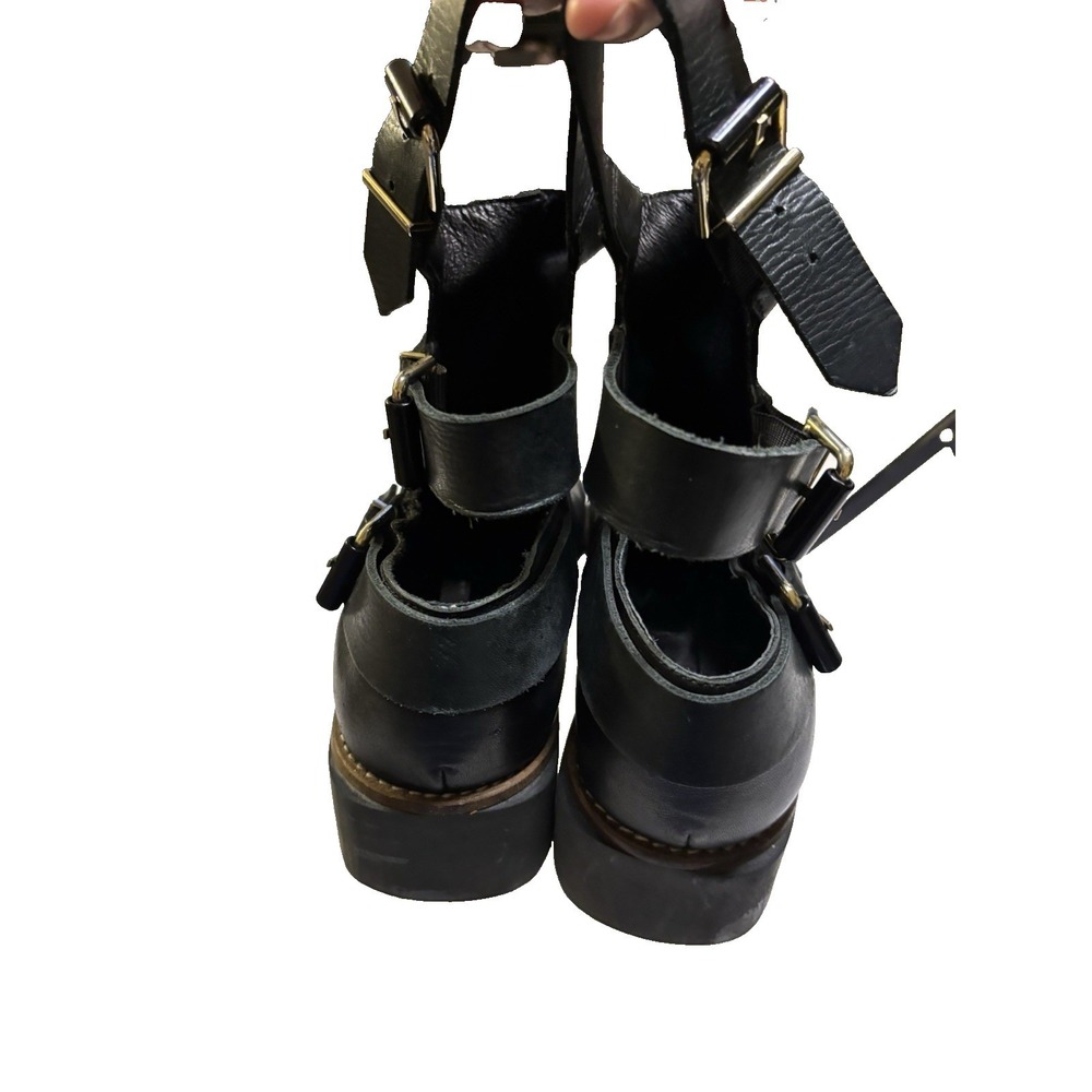 Miista Black Triple-Buckle Lug Sole Moto Boots - Picture 8 of 14